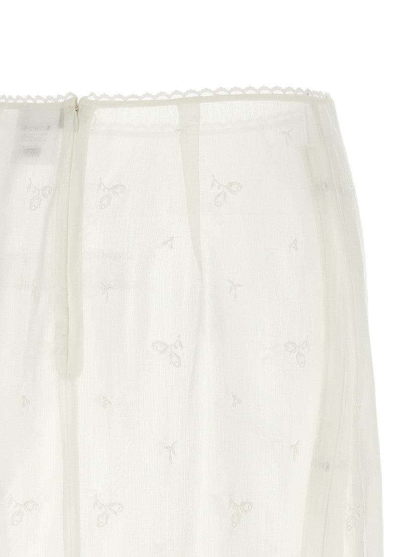 Magda Butrym Embroidered Midi Skirt With Sheath Silhouette And Back Split