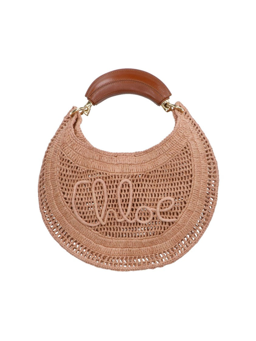 Chloé Woven Raffia Hobo Bag With Leather Accents