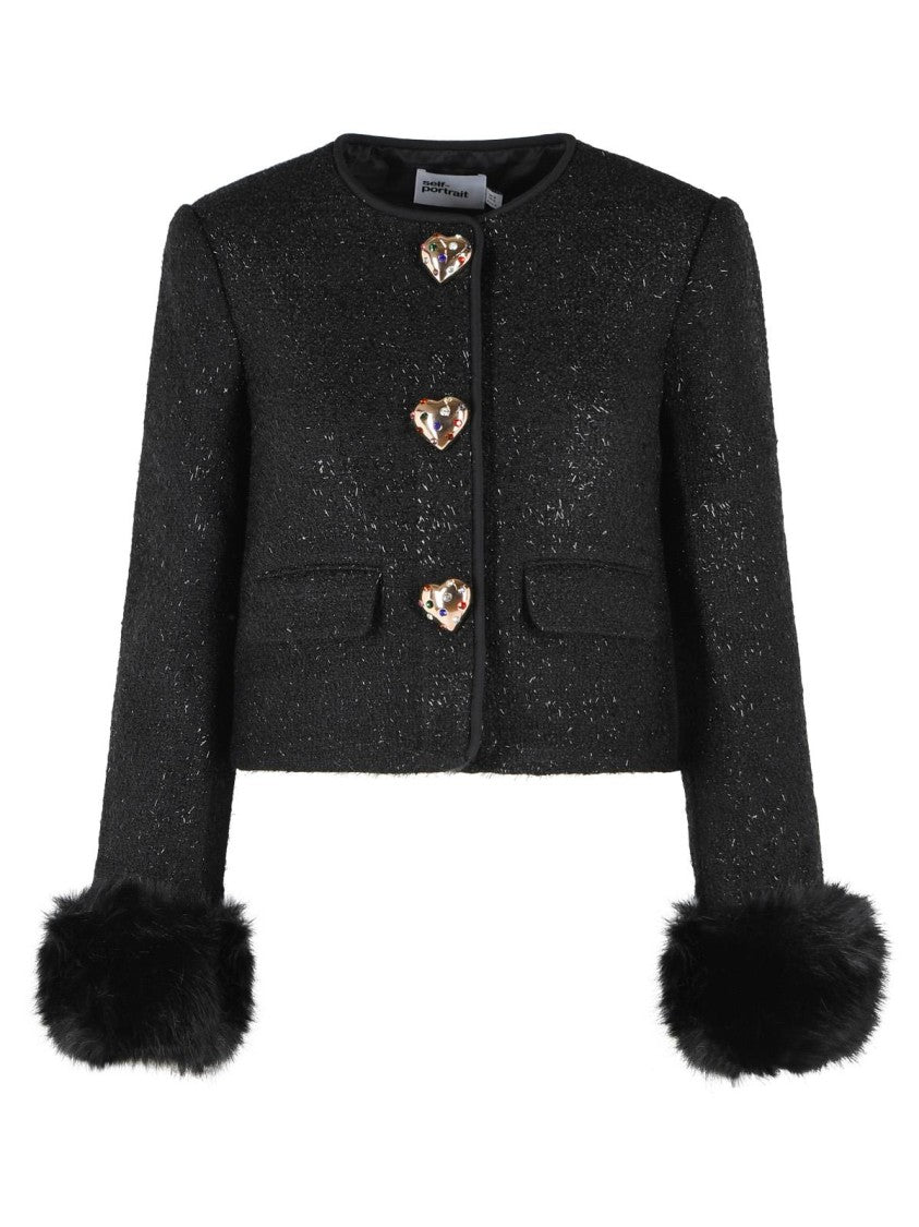 Self-Portrait Black Wool Blend Jacket
