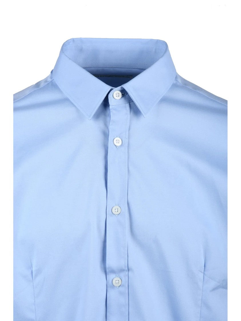 Grey Daniele Alessandrini Light Blue Tailored Cotton-Blend Shirt