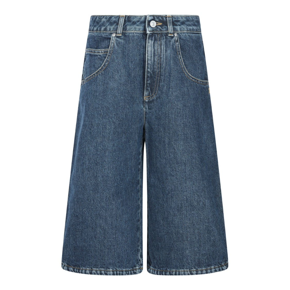 Givenchy Knee-Length Dark Blue Denim Jeans With Wide-Leg Silhouette