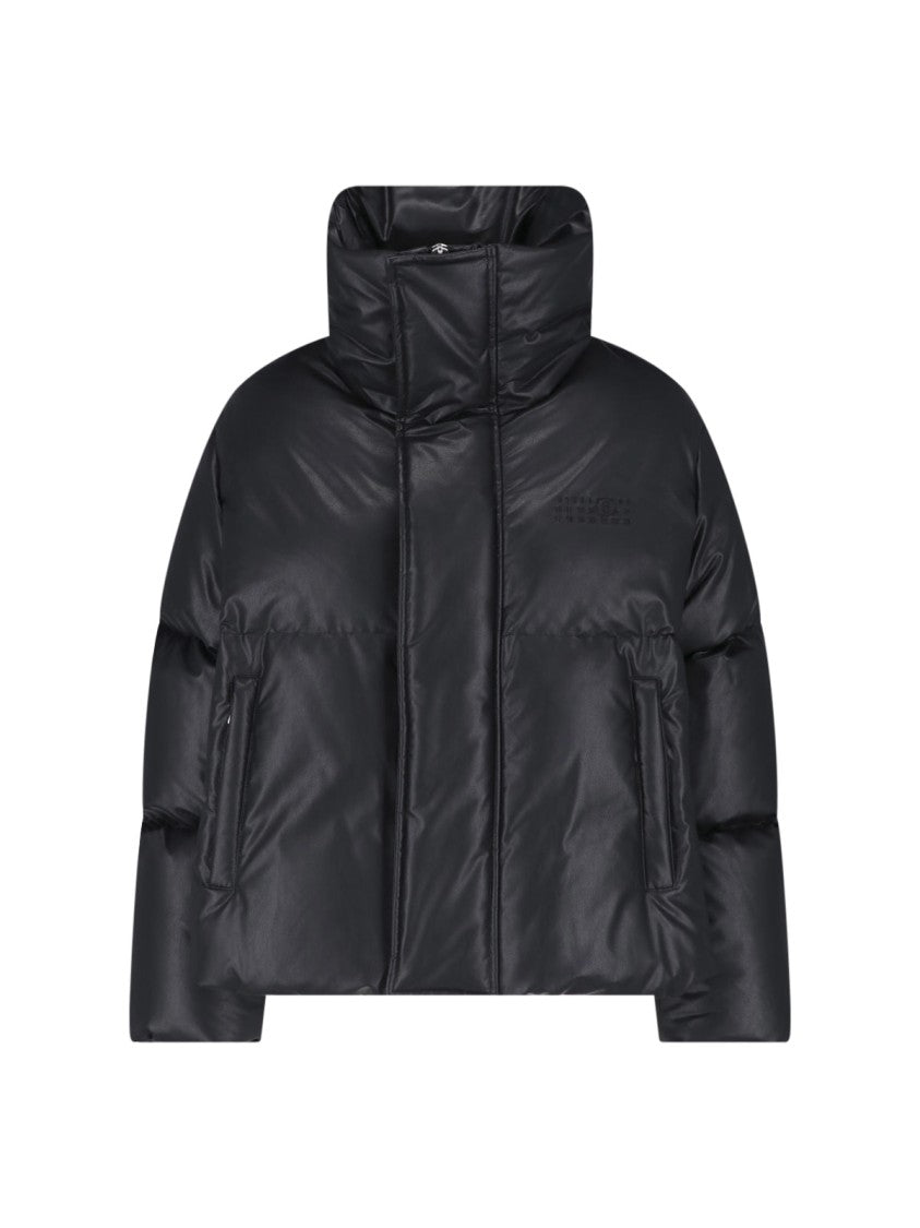 Mm6 By Maison Margiela Black Faux Leather Padded Jacket