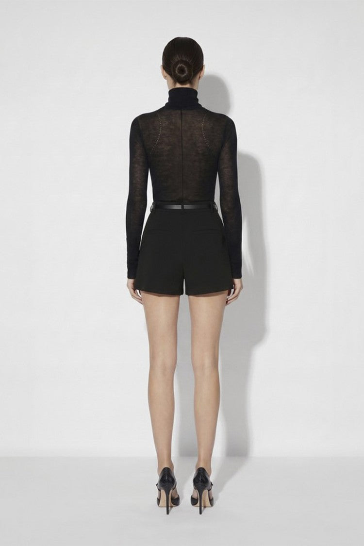 Elisabetta Franchi Black Polyamide-Elastane Blend Buckle-Belt Shorts