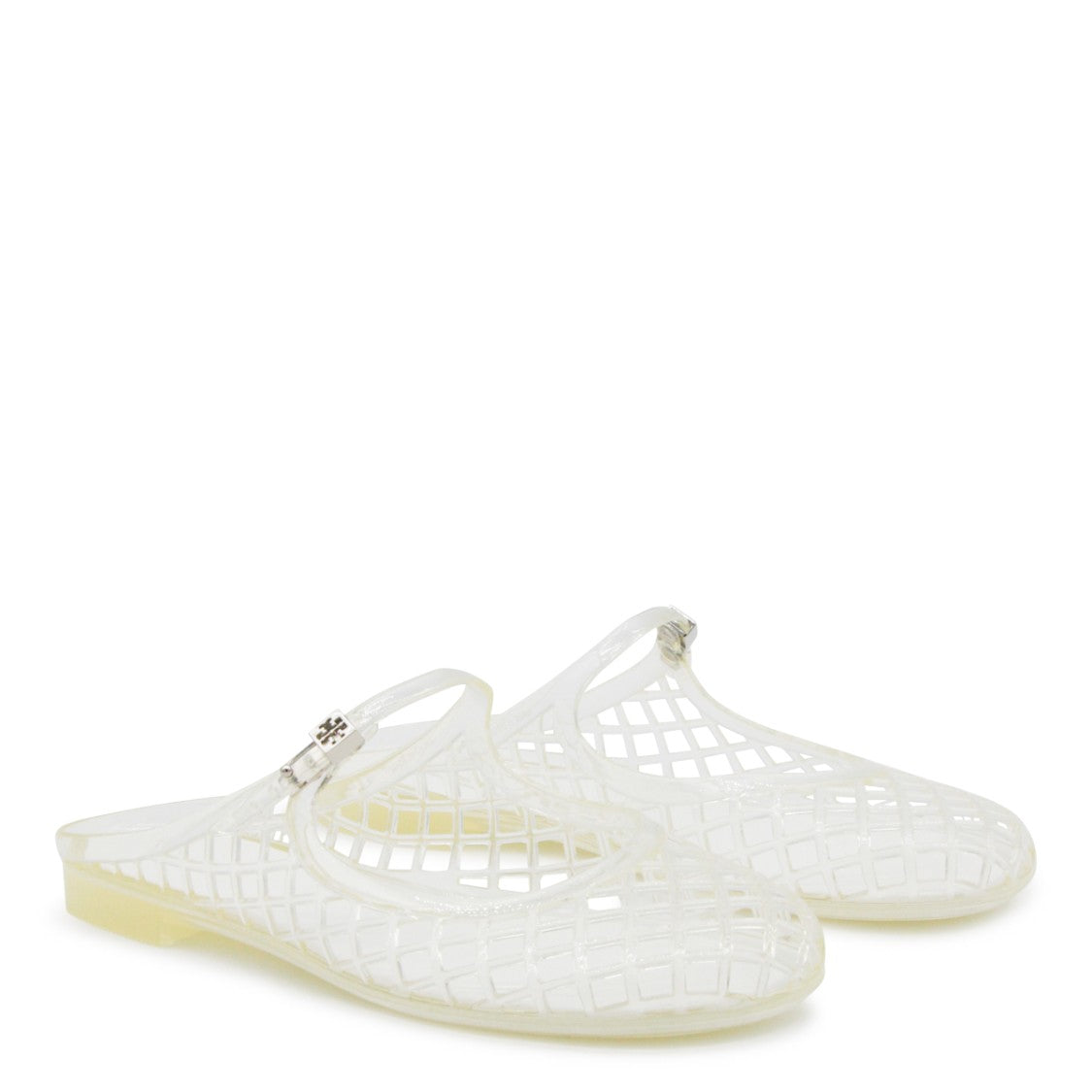 Tory Burch Clear And Silver Flats