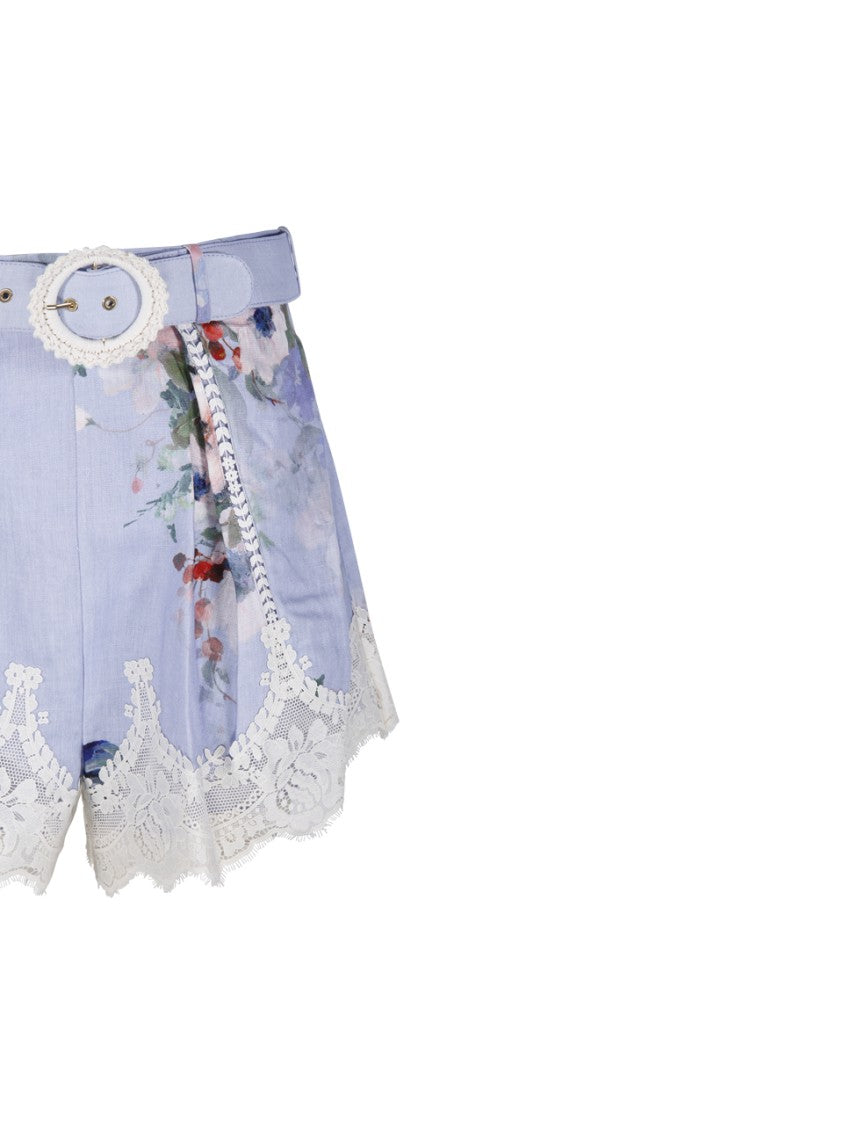 Zimmermann Everley Lace Trim Tuck Shorts