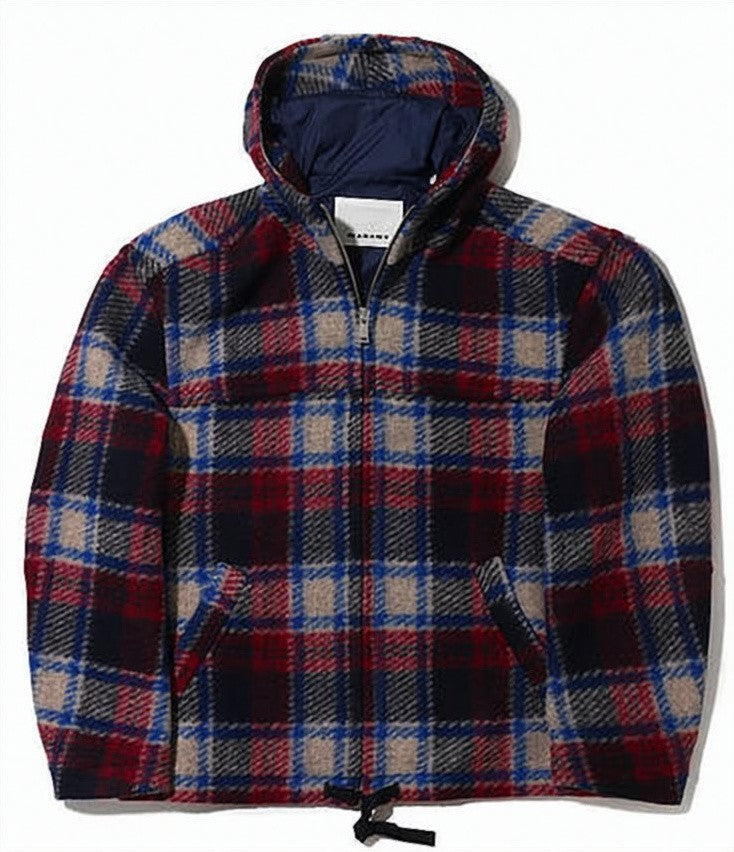 Isabel Marant Bold Plaid Hooded Jacket With Adjustable Drawstring Hem