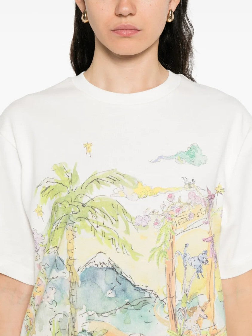 Alemais Graphic-Print T-Shirt With Relaxed Fit And Tropical Design