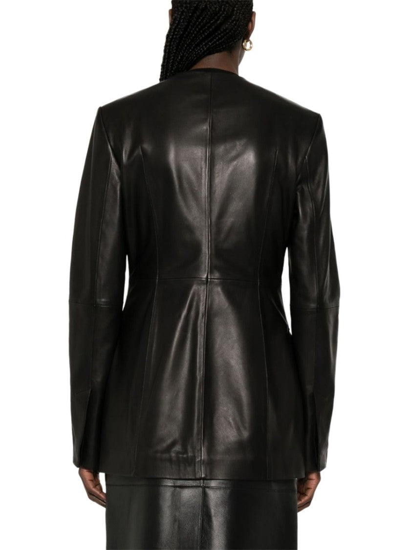Totême Lamb Leather Collarless Structured Jacket