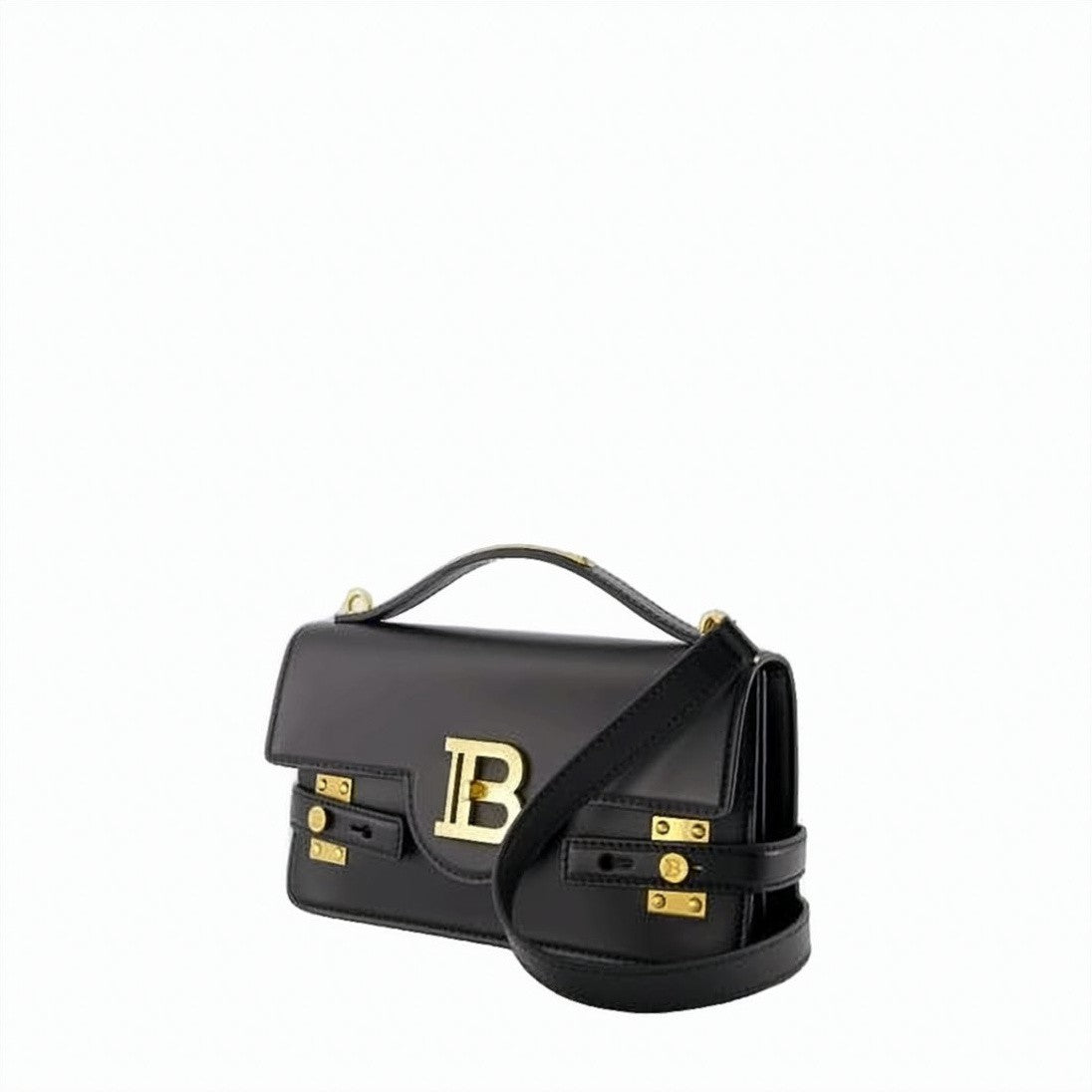 Balmain Structured Calf Leather Shoulder Bag