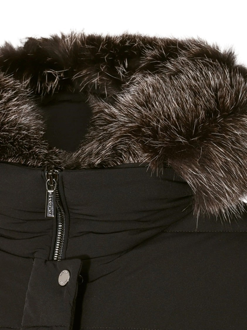 Moorer Hooded Padded Coat With Fur Trim And Quilted Design