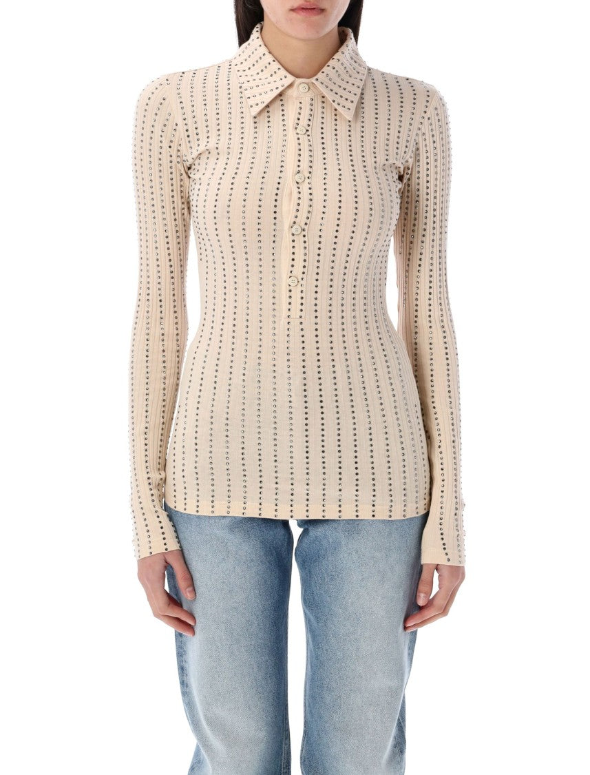 The Attico Fitted Long-Sleeve Shirt With Strass Embellishments