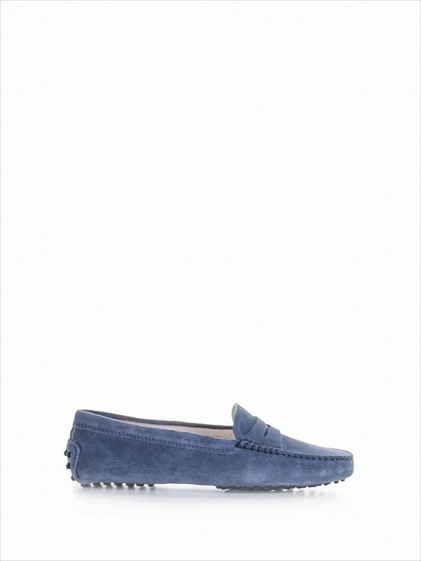 Tod's Suede Moccasin Flats With Penny Strap Detail
