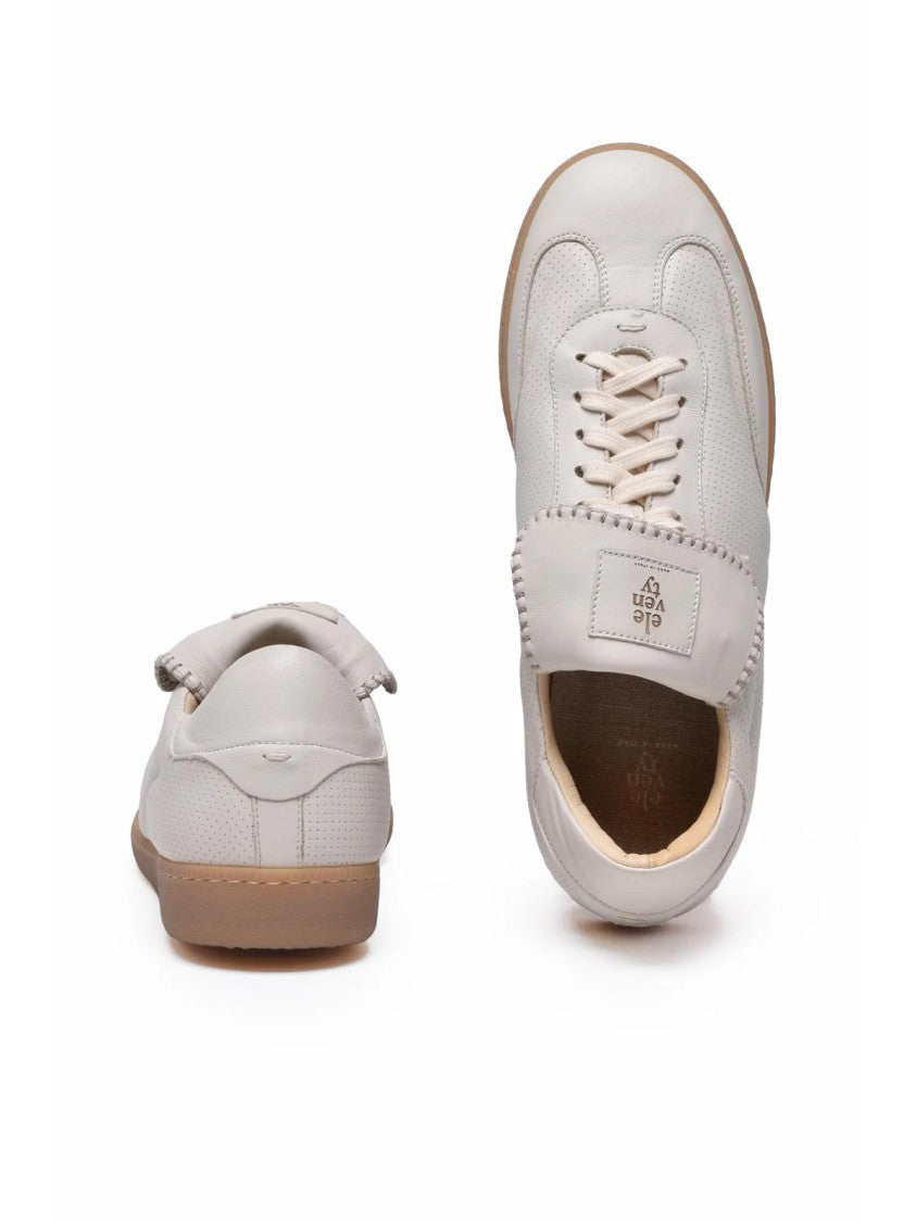 Eleventy White Leather Rubber Sneakers