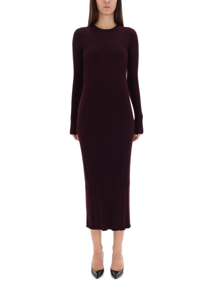 Helmut Lang Ribbed Open Back Midi Dress