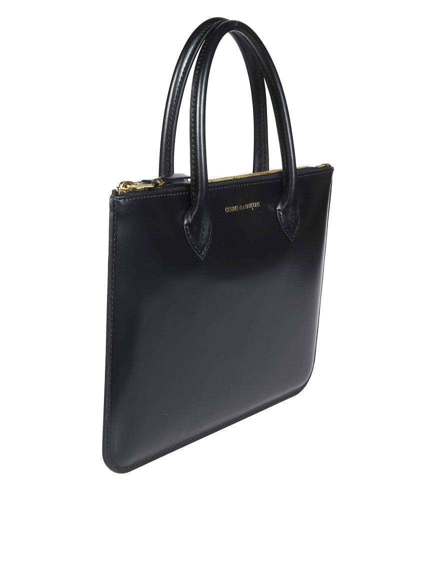 Comme Des Garçons Smooth Handles Glossy Zip Closure Handbag