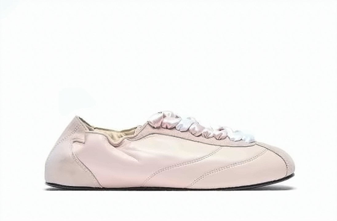 Repetto Lambskin Leather Sneakers With Ruched Satin Laces