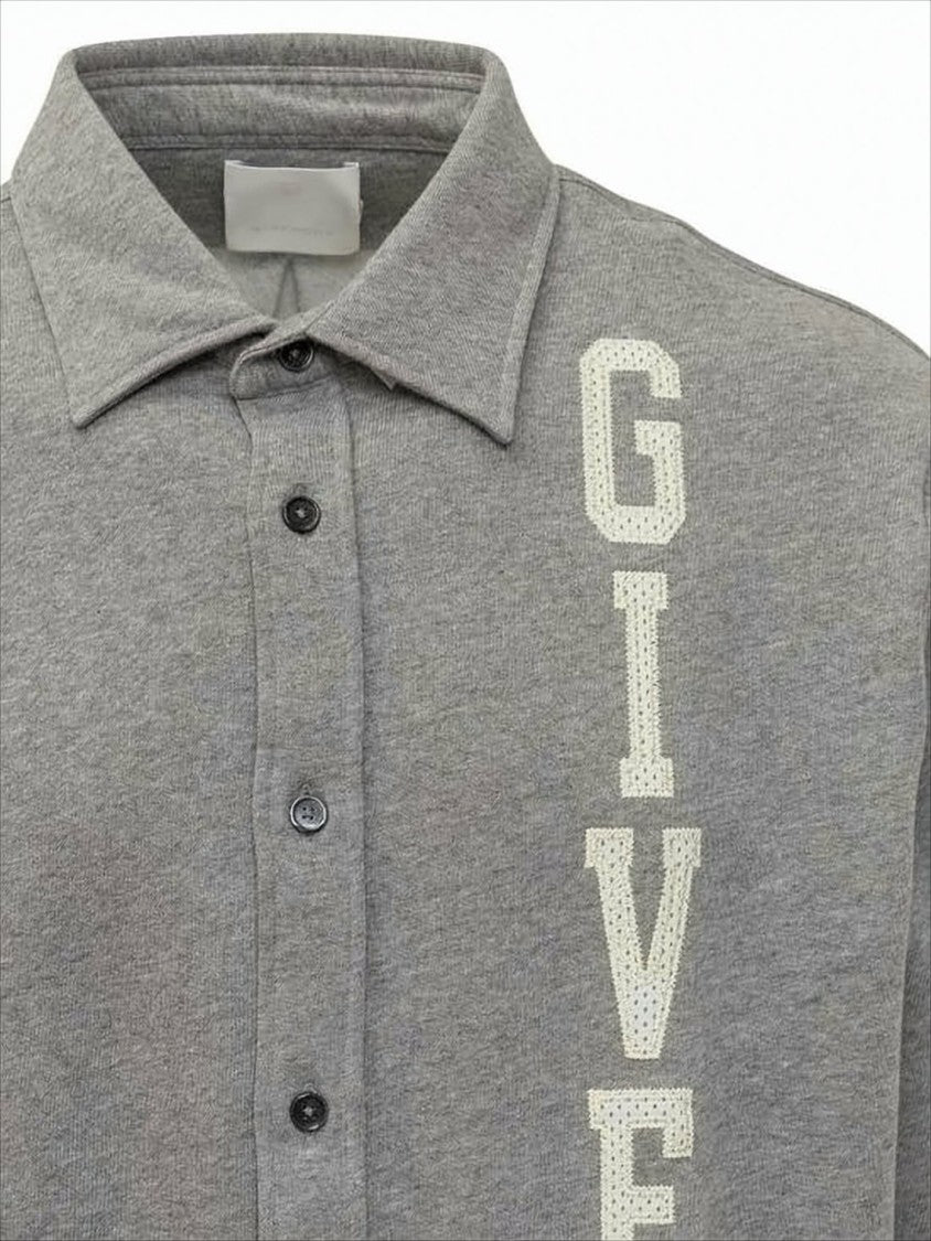 Givenchy Textured Grey Polo Shirt With Button-Down Front And Classic Collar