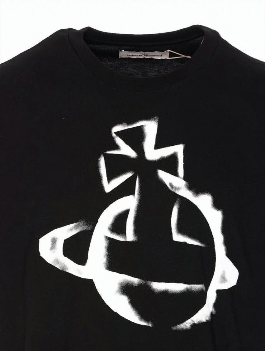 Vivienne Westwood Bold Graphic Black Cotton T-Shirt With Crew Neckline