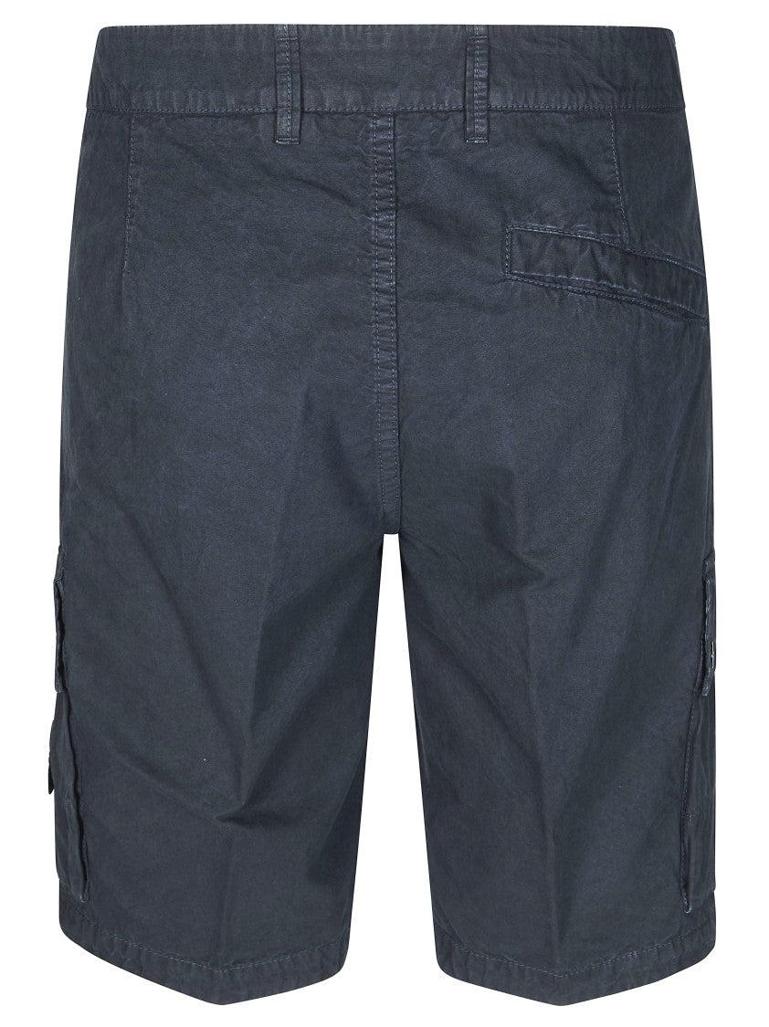 Stone Island Blue Cotton Multiple Pockets Shorts