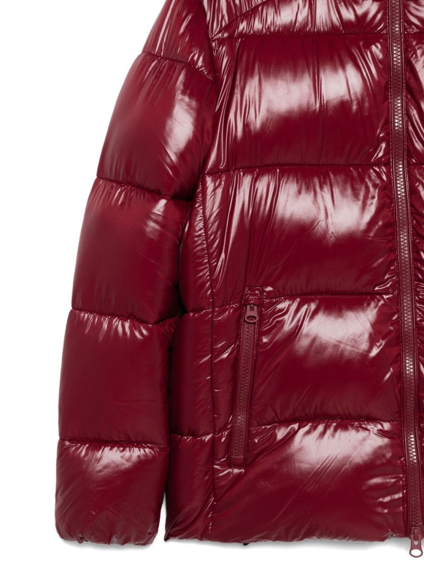 Save The Duck Padded Burgundy Jacket With Horizontal Quilting