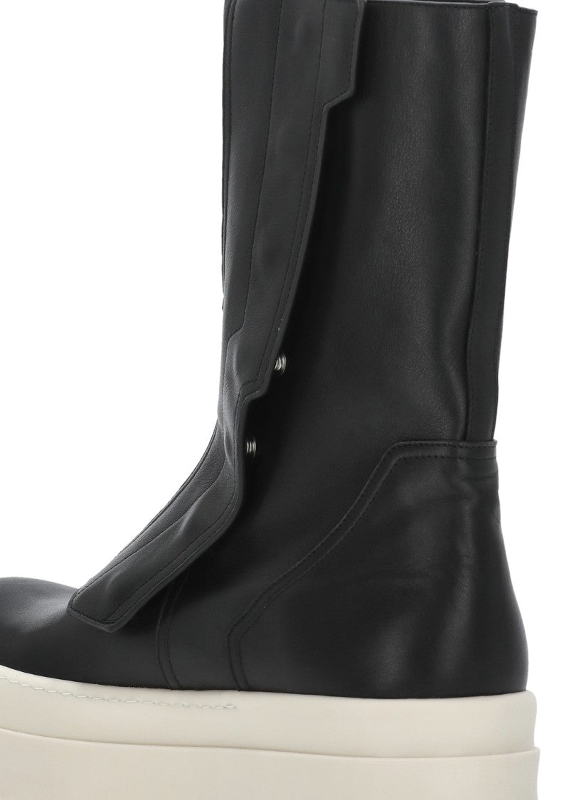 Rick Owens Black Moto Turbogeo Leather Sneakers