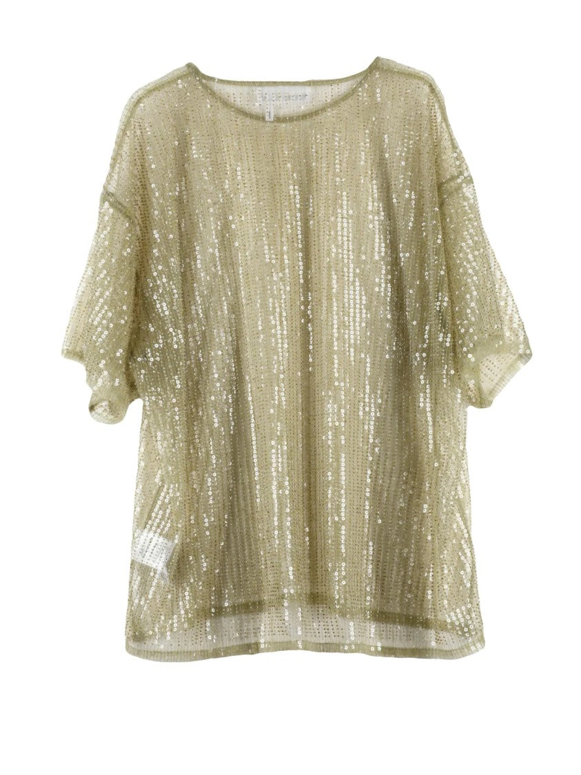 Remain Green Polyester Women's Sequin Blouse