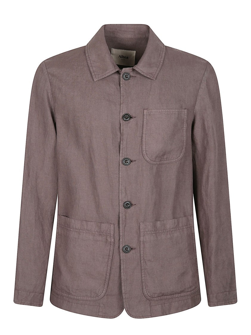 Altea Brown Constantin Button-Up Linen Jacket