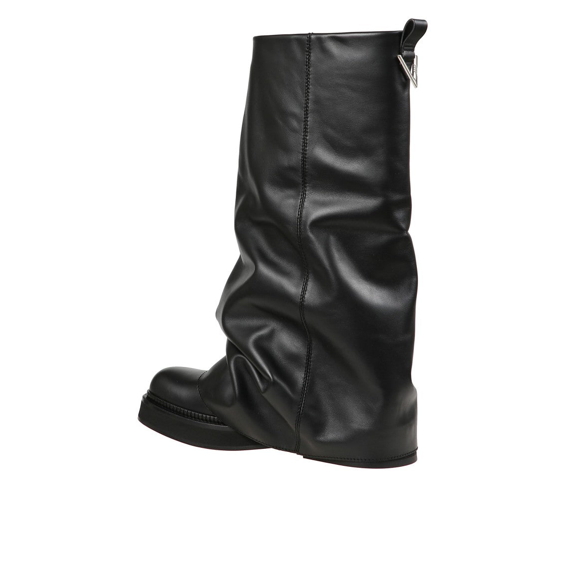 The Attico Tall Leather Boots With Draped Effect