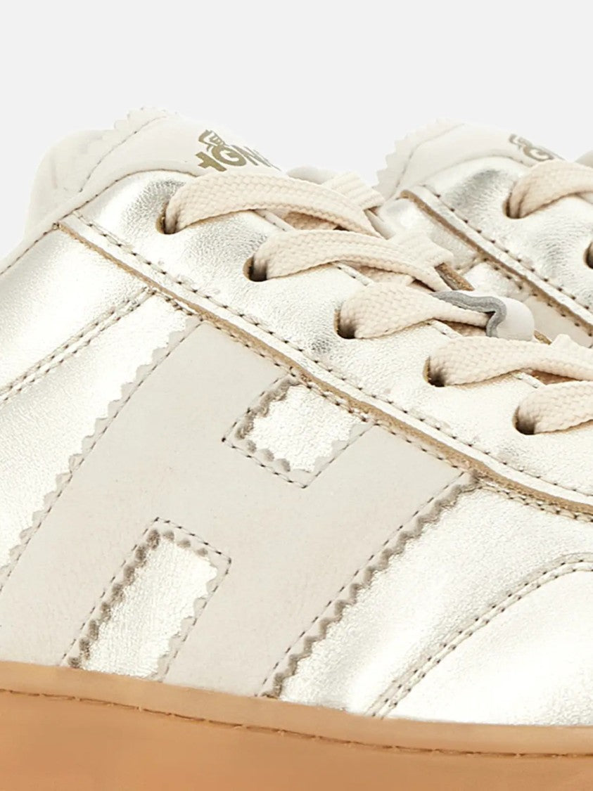 Hogan Low-Top Leather Sneakers With Metallic Sheen And Logo Detail