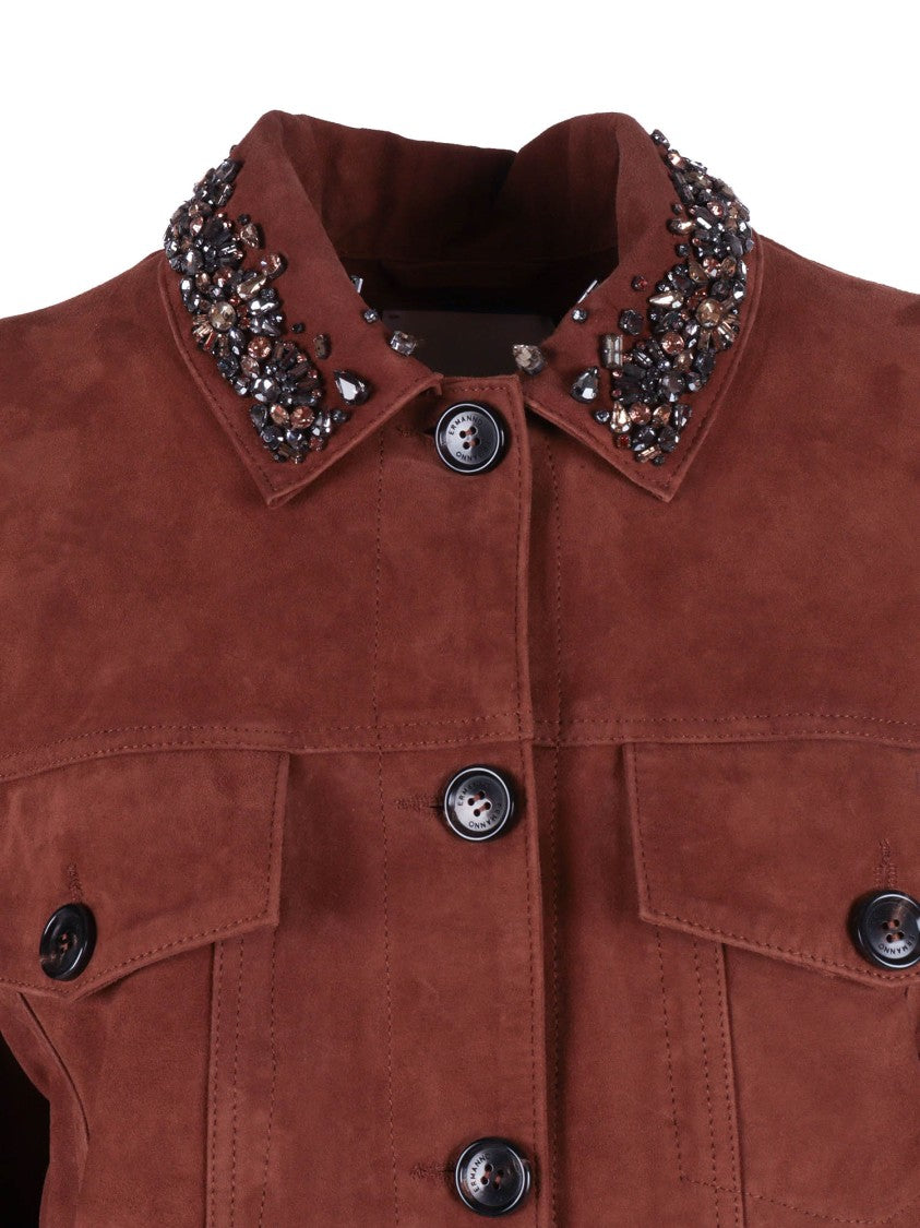 Ermanno Scervino Brown Suede Fringe Jacket