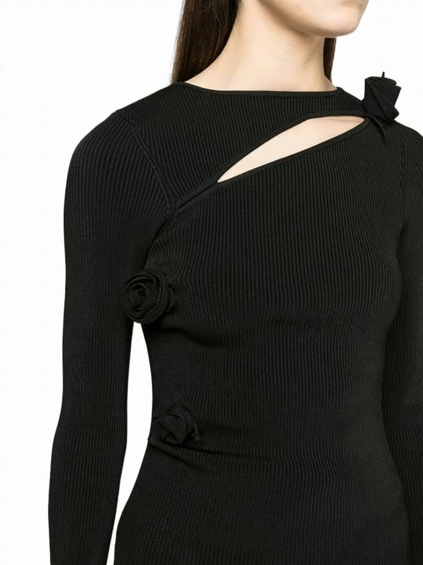 Coperni Fitted Ribbed Sweater With Asymmetrical Neckline