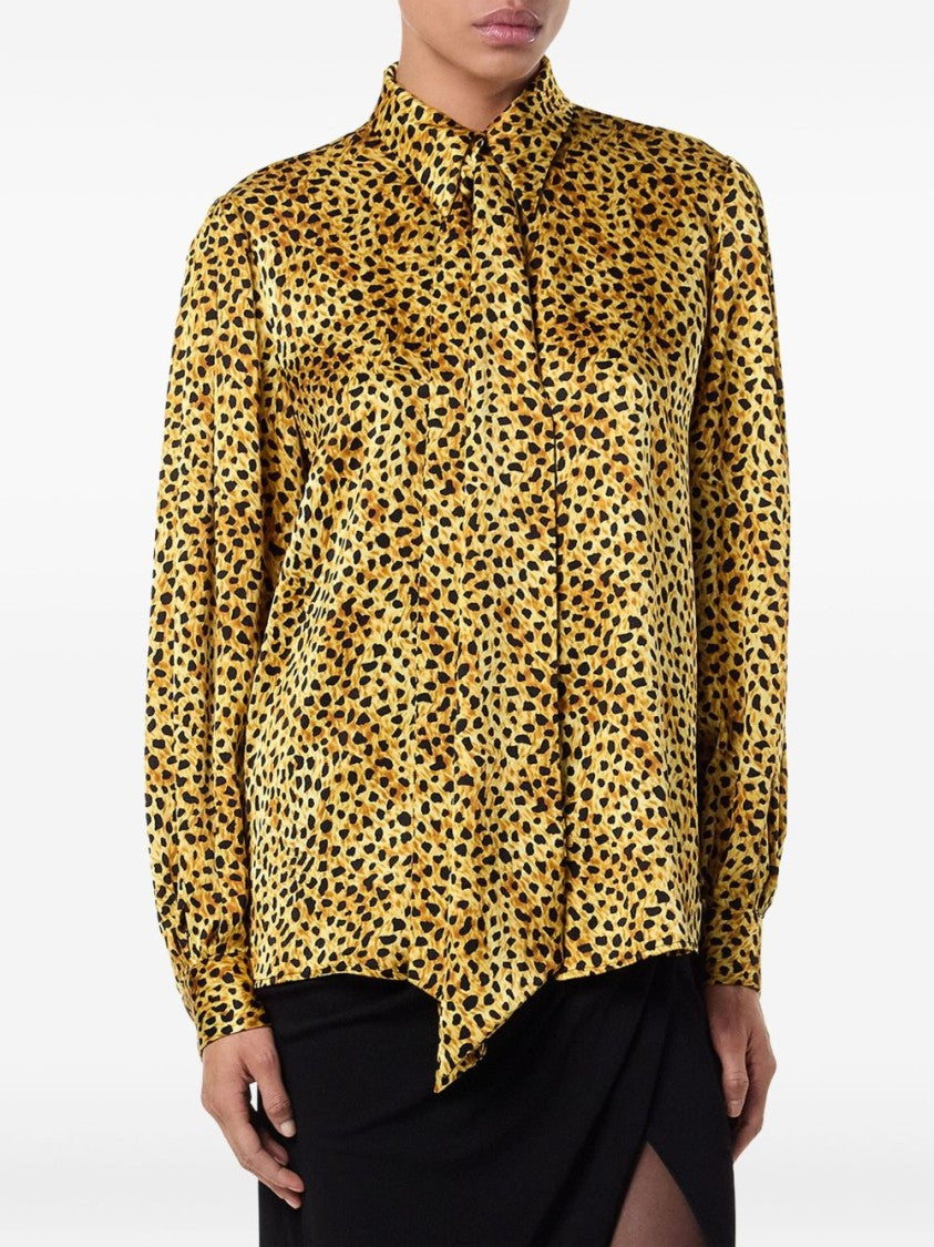 Versace Gold-Tone Silk Long-Sleeved Top