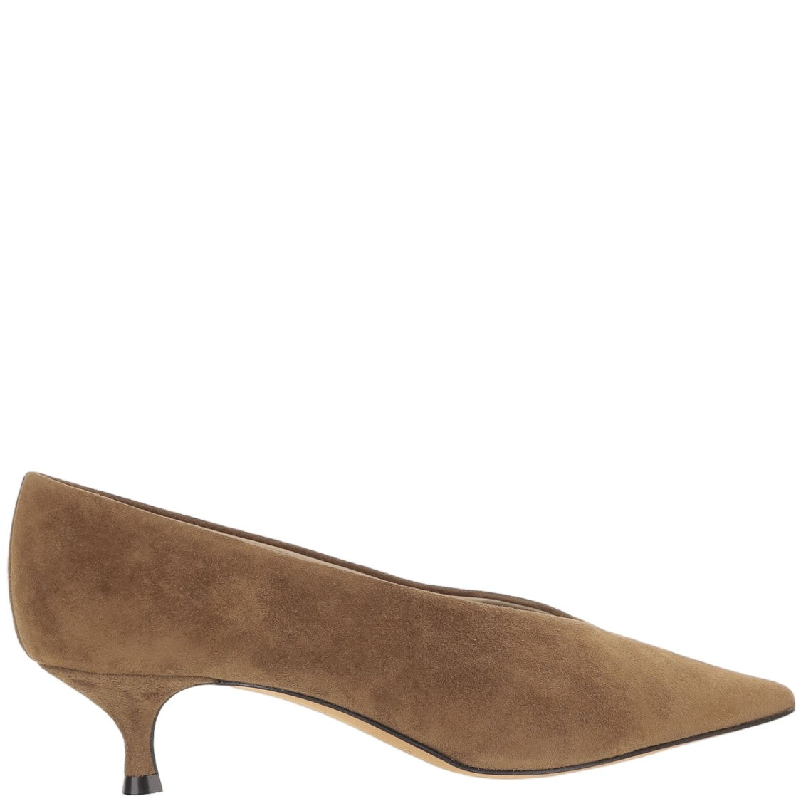 Le Monde Béryl Beige Pointed-Toe Low Kitten Heel Suede Pumps