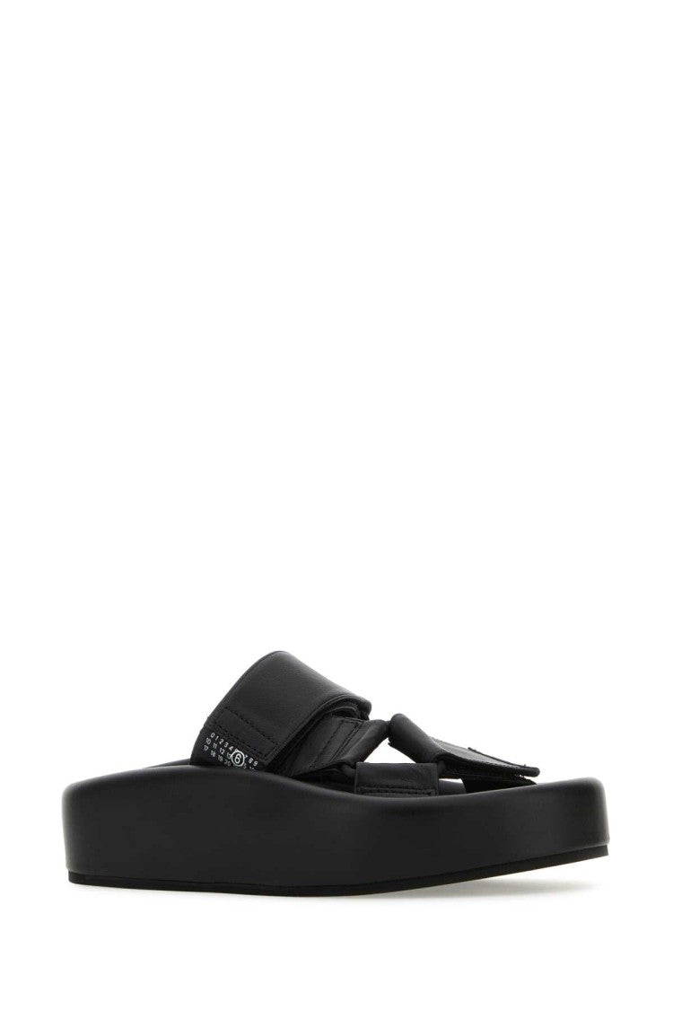 Mm6 By Maison Margiela Black Leather Slippers
