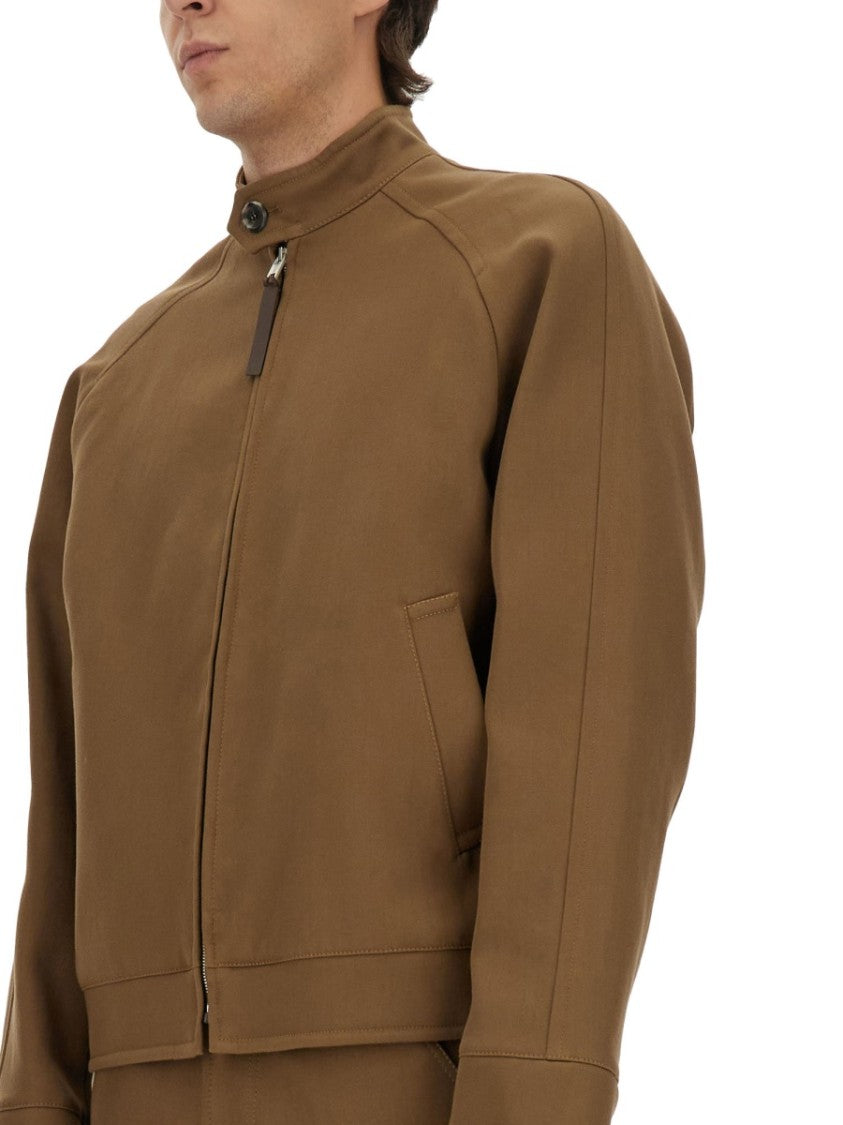 Moschino Structured Boxy Brown Jacket With High Collar