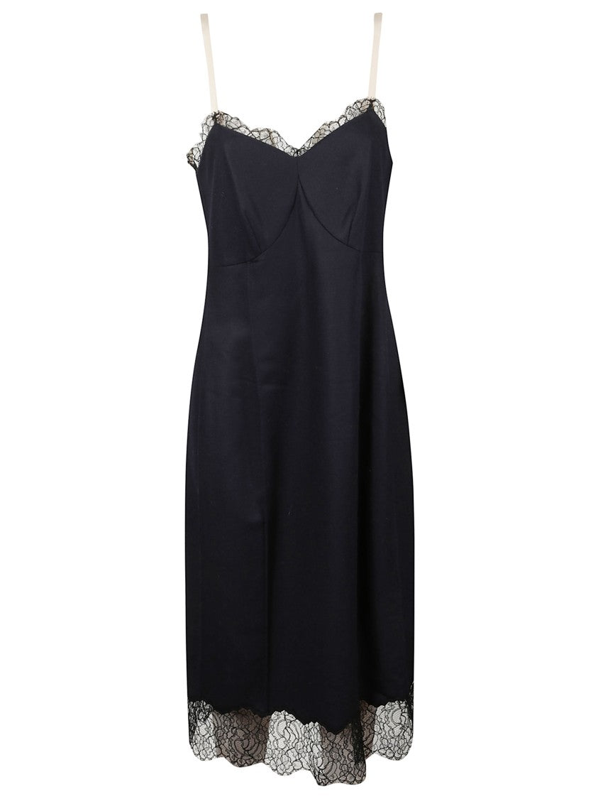 Carven Wool Flannel Lingerie Dress With Satin Back
