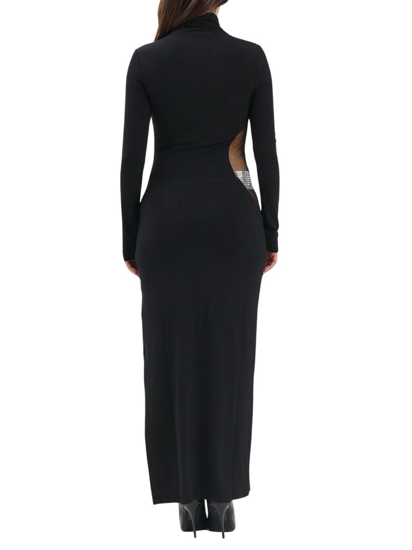 Patrizia Pepe Lycra Long Dress With Sculptural Fit And Unique Back Detail