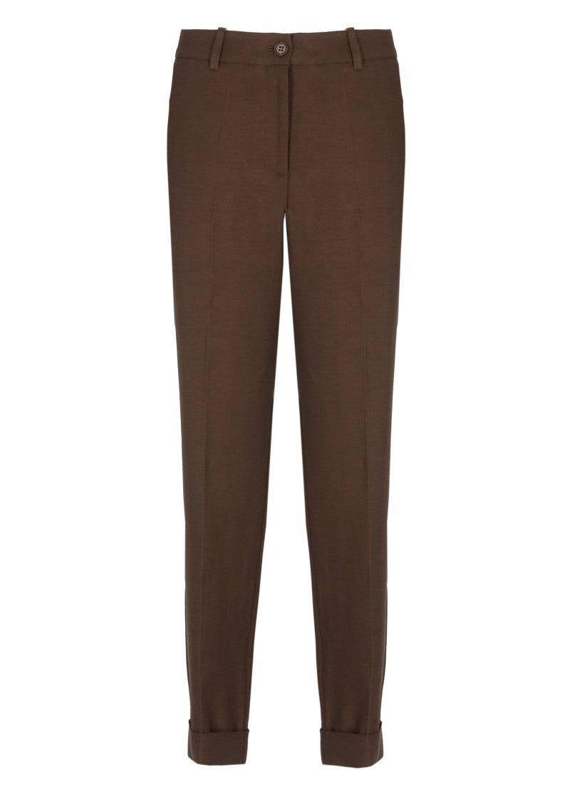 Parosh Brown Raisa26 Linen-Blend Chino Pants