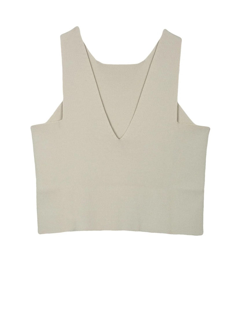 Alpha Studio Cropped Knit Top With Asymmetrical Neckline And Soft Finish