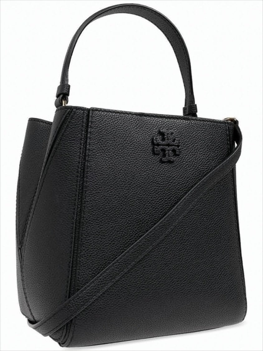 Tory Burch Structured Black Leather Tote Bag