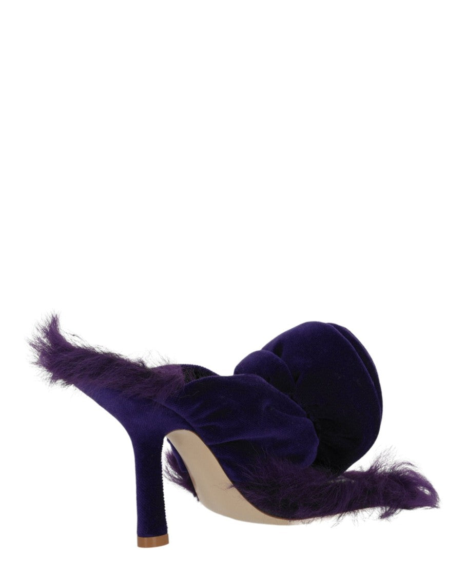 Burberry Step Rose Velvet Heeled Sandals