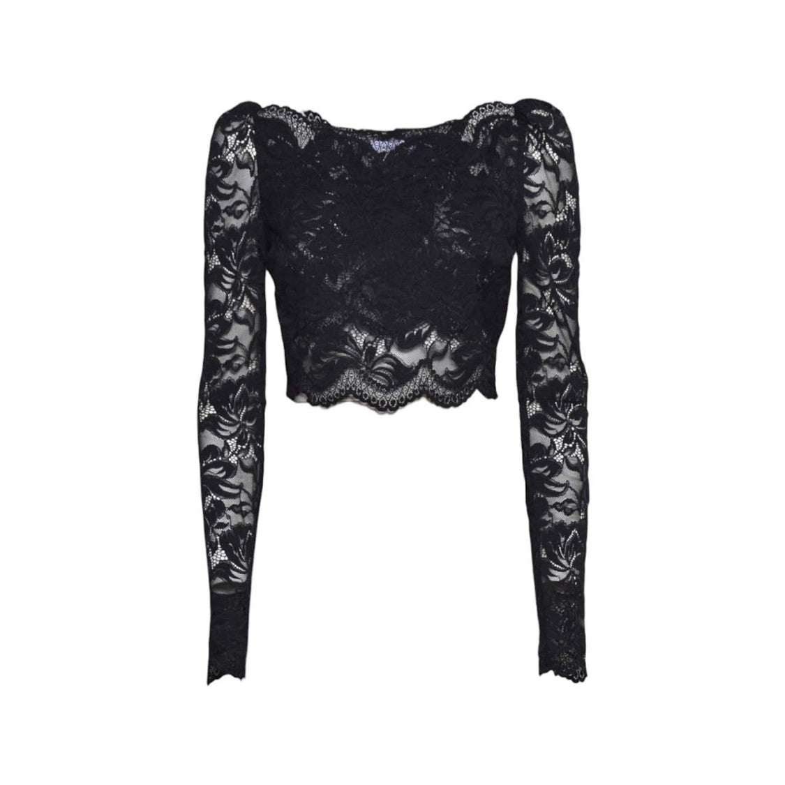 Rabanne Black Lace Crop Top With Intricate Floral Design