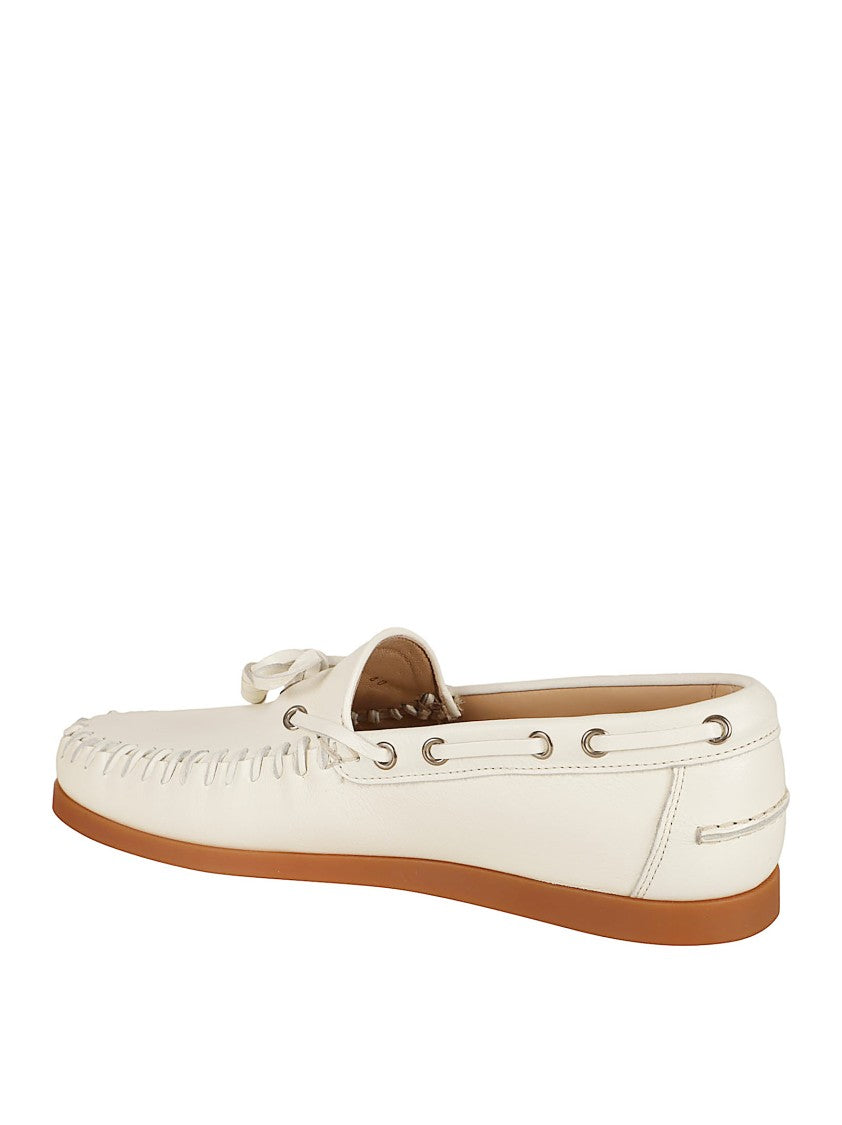 Valentino Garavani White Buffalo Leather Flat Shoes