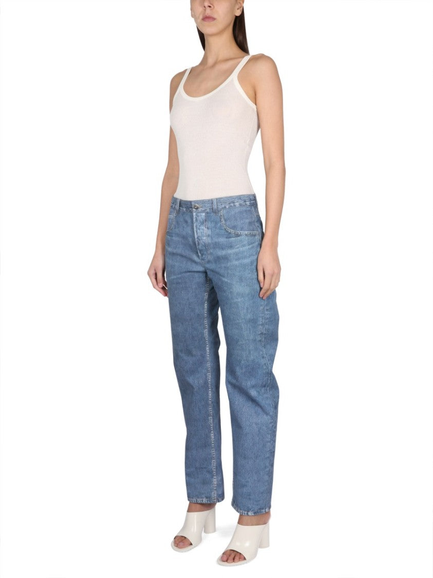 Bottega Veneta Slim Fit Cotton Blend Top With Round Neckline