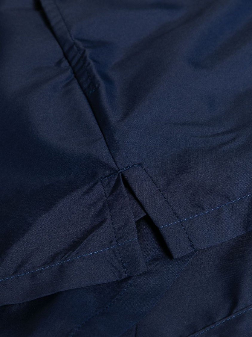 Versace Navy Silk-Nylon Swim Shorts With Greek Key Waistband
