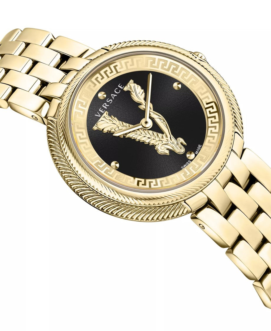 Versace Gold-Tone Stainless Steel Analog Watch With Textured Bezel