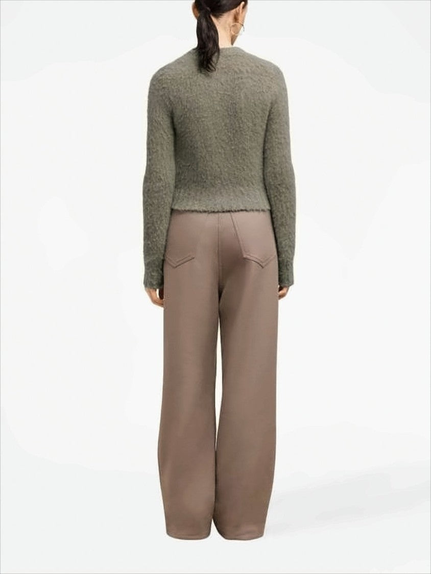 Ami Cropped Fuzzy Knit Sweater With Unique Texture