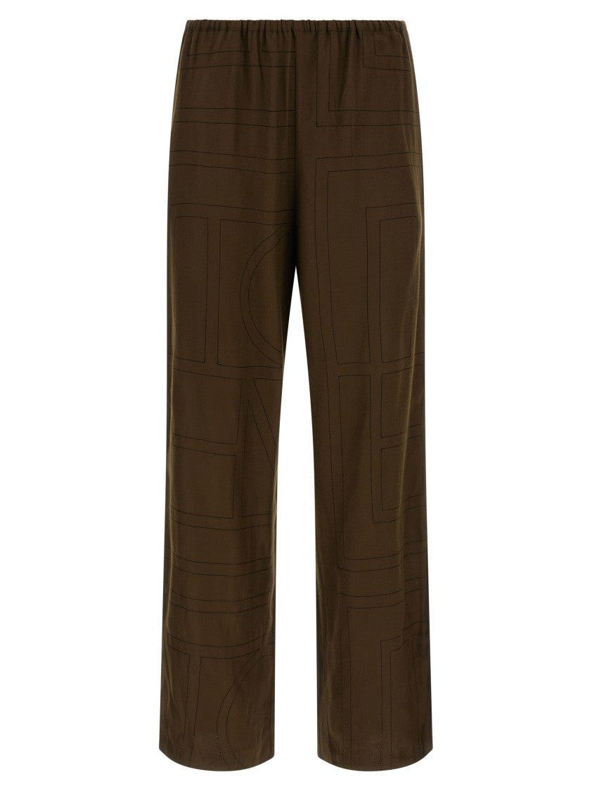 Totême Embroidered Modal Flannel Pajama Pants