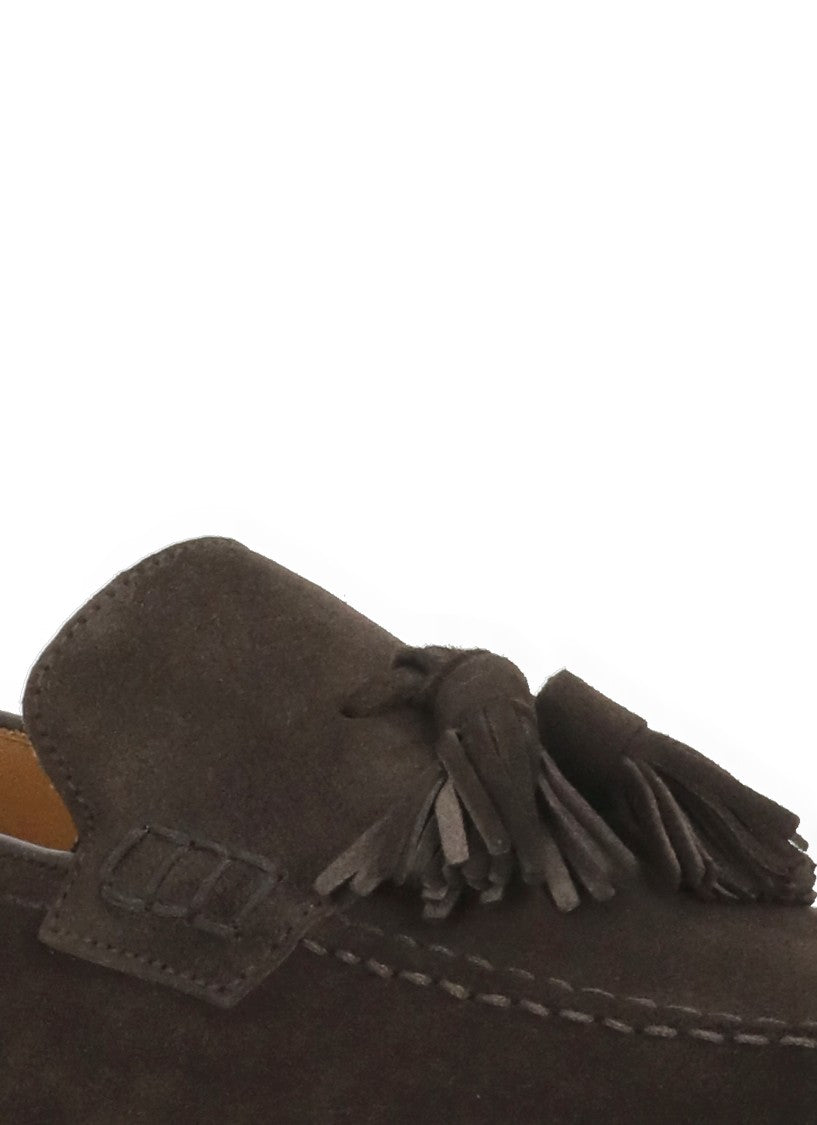 Doucal's Brown Suede Leather Loafers