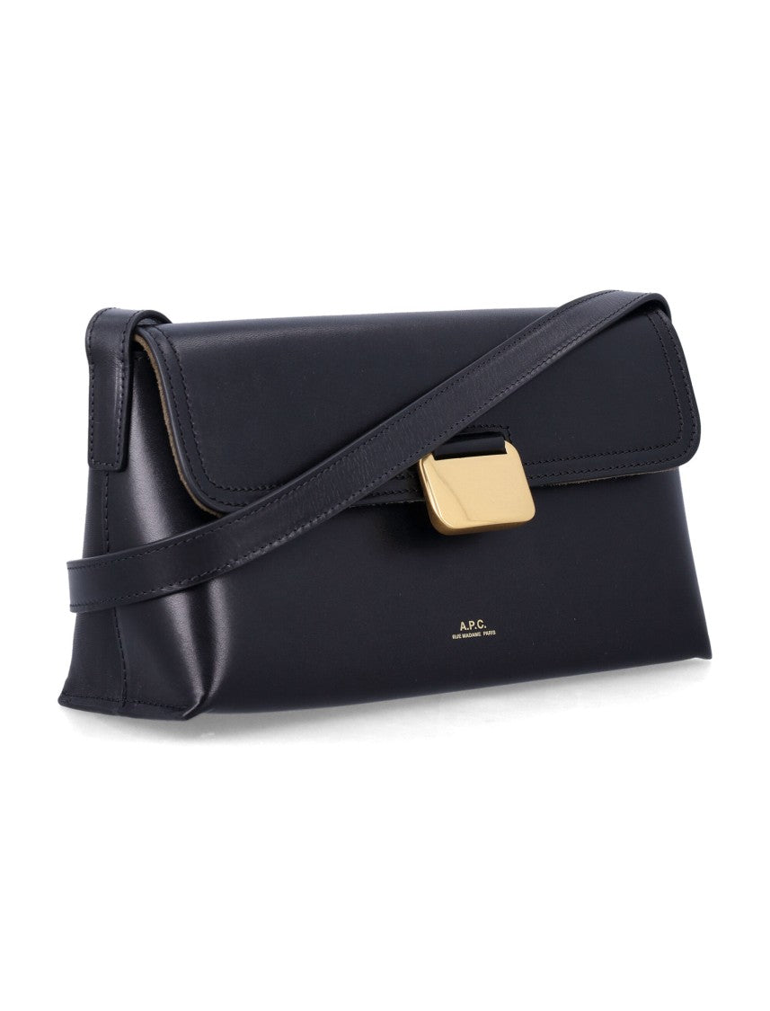 A.P.C. Rectangular Black Shoulder Bag With Gold-Tone Clasp